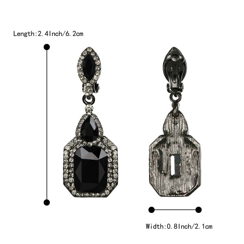 BriLove Wedding Bridal Clip On Earrings for Women Crystal Emerald