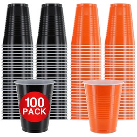 Amcrate Disposable Plastic Cups, Red Green Colored Plastic Cups, 18-Ounce Plastic Party Cups, Strong and Sturdy Disposable Cups for Christmas Party, 100 Pack