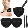 NOLITOY 3 Set Face Mask Mixing Bowls with Spatula: DIY Facemask Mixing Tool Kit for Home Salon (Black)