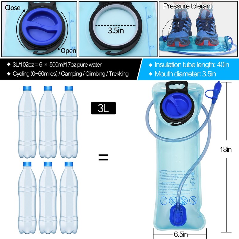 1/2/4/8 Pack Hydration Bladder, 1.5L/2L/2.5L/3L Water Reservoir, Leakproof Water Bladder