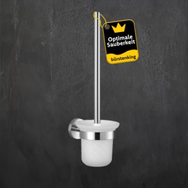 Bürstenking Toilet Brush with Holder, Matt Brushed Stainless Steel, Toilet Brush for Wall Mounting, Brush Head with 77 mm Diameter, Bathroom Toilet Set, Part of the 190 Series