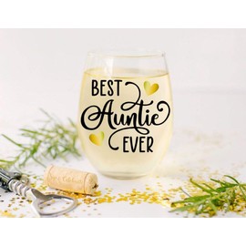 Best Auntie Ever - Cute Gift for Aunt - Premium 21oz Stemless Wine Glass