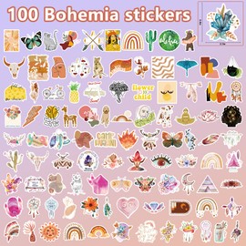 VERKSTAD Christmas 100 PCS Water Bottle Stickers for Kids,Waterproof Vinyl Bohemian Stickers for Children,Skateboard,Laptop Sticker for Girls Boys Classroom Prizes