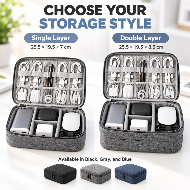 Travel Electronics Organizer Bag for Cables and Chargers – Waterproof