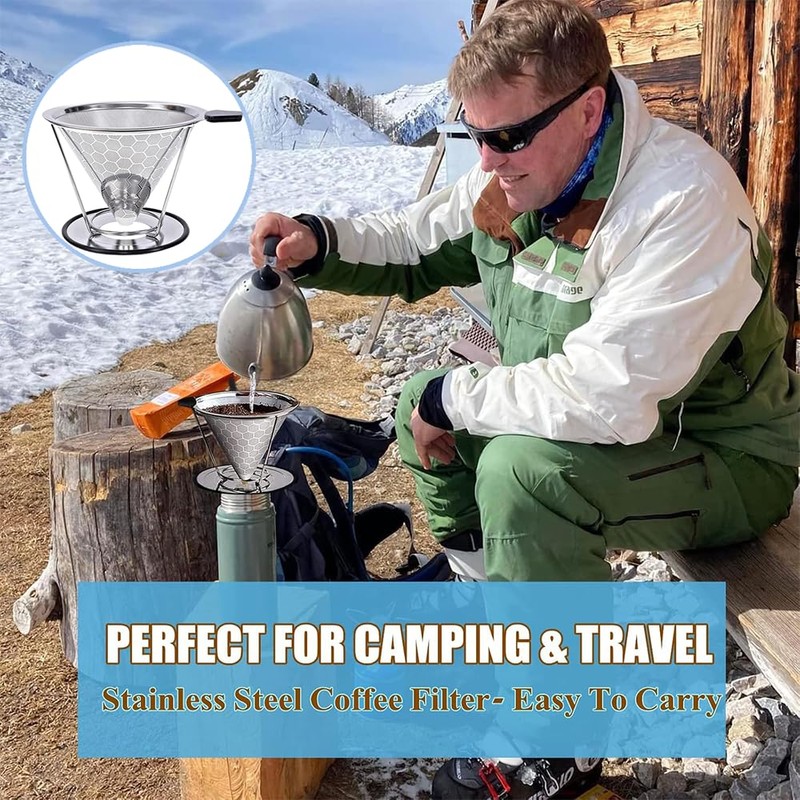 NYGHMY 1 Pcs 304 Stainless Steel Pour Over Coffee Dripper,