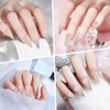 24Pcs Long Stiletto Press on Nails, Silver French Tip Fake