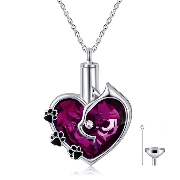 Cat Urn Necklace for Ashes 925 Sterling Silver Cremation Keepsake