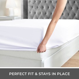 IR Imperial Rooms Fitted Sheet Queen Size - 16 Inch Deep Pocket Fitted Bed Sheets Premium 1800 Soft Microfiber Shrink and Fade Resistant All Around Elastic Queen Fitted Bottom Sheet Only (White)