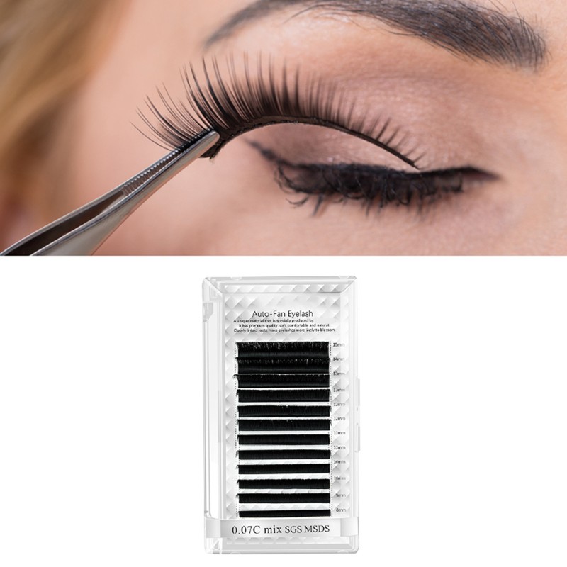 Auto Fan False Eyelashes Women Professional Salon Black Volume False