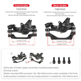 MTB Mechanical Disc Brakes Front Rear Brakes Caliper 160 mm Rotor Brakes Kit Mechanical Disc Brakes Set for Mountain Bike Road Bike Riding Bicycle