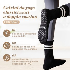Scettar 4 Paar rutschfeste Yogasocken für Damen, Pilates-Socken, rutschfeste Sportsocken mit Gummipunkten, Sportsocken für Damen und Herren für Yoga, Pilates, Tanz, Fitness (schwarz/weiß), Schwarz ,