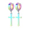 Non-Pierced Clip On Cross Dangle Drop Hoop Hinged Earrings Set