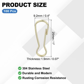 PATIKIL Lanyard Hooks, 100 Pcs 25mm Stainless Steel 304 Spring Snap Hook Metal Clips Clasp for Key Chain Key Rings ID Card Shower Curtain, Golden Bronze