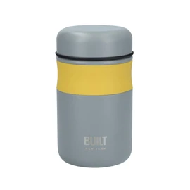 BUILT Double Wall Vacuum Insulated Food Flask for Hot and Cold Foods, Stainless Steel, Grey, 490 ml