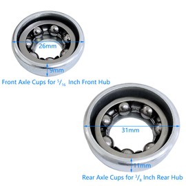 Auto-plaza 4X Front Axle Cups for 5/16 Front Hub + 4X Rear Axle Cups for 3/8 Rear Hub Mountain Bike Bicycle Accessories