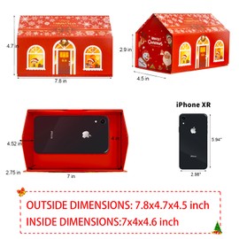 GINLEBO Christmas Gift Box 7.8x4.7x4.5Inch House Shaped Gift Box with Magnetic Closure, Small Red Gift Box for Christmas, Kids