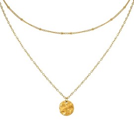 MILAKOO Multilayer Delicate Necklace Stacked Circle Disc Pendant Chain Necklace Gold Plated Chains Link Necklace