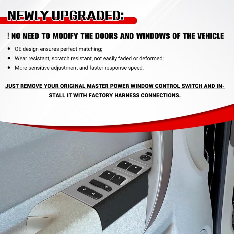 Window Master Control Switch w/Black Bezel Mirror & Lock Assembly