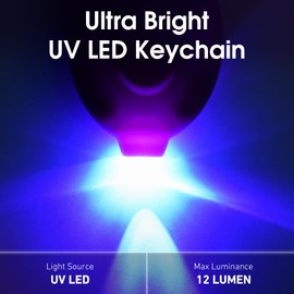 JWISLAND 8 Pack 395nm UV Mini LED Keychain Black Light Flashlight, UV Light Keychain for Identifying Uranium Glass (Purple)