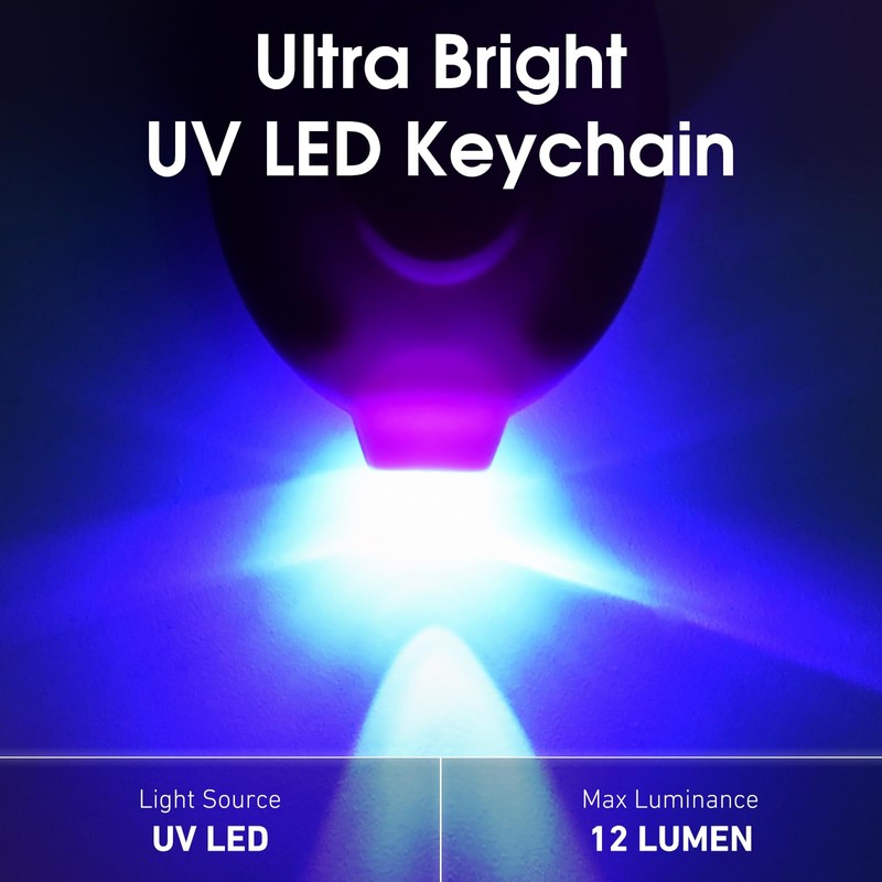 JWISLAND 8 Pack 395nm UV Mini LED Keychain Black Light