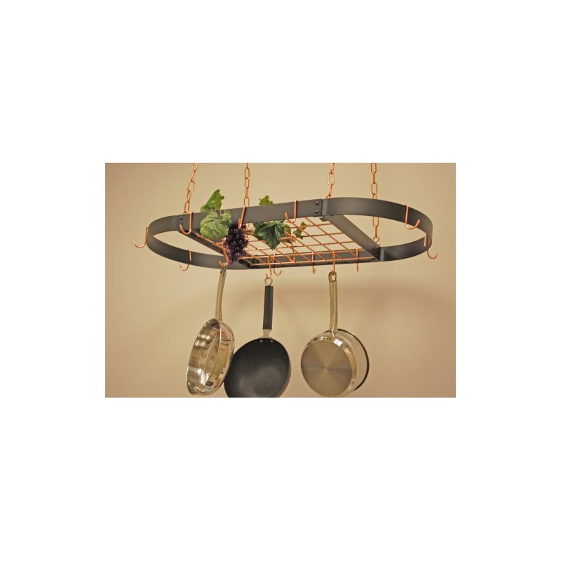 Oval Hanging Pot Rack Finish: Black / Copper