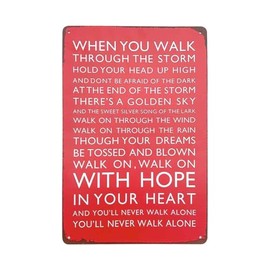 Liverpool Football Gifts, Liverpool Gifts for Men Women, You'll Never Walk Alone Tin Sign Vintage Liverpool Signs for Wall Decor Hanging Decorations