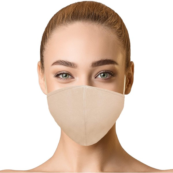 DALIX Skin Tone Cloth Face Mask 3 Layer Filter Pocket Nose Piece Vintage - S-M