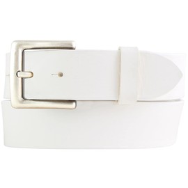 BELTINGER Denim Belt Made of Full Cowhide Leather with Antique Silver Belt Buckle 4 cm Jeans Belt for Men and Women 40 mm Leather Belt, White, antique silver