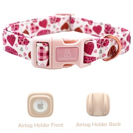 Lionheart glory Airtag Dog Collar Heart Dog Collar Adjustable Dog Collar with Airtag Hloder, Pet Gift Collar for Dog Soft Durable Dog Collars for Large Dogs