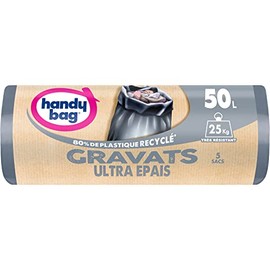 Handy Bag Bin Liners Pack of 5 50 L 80% Recycled Plastic Holds up to 25 kg 60 x 85 cm