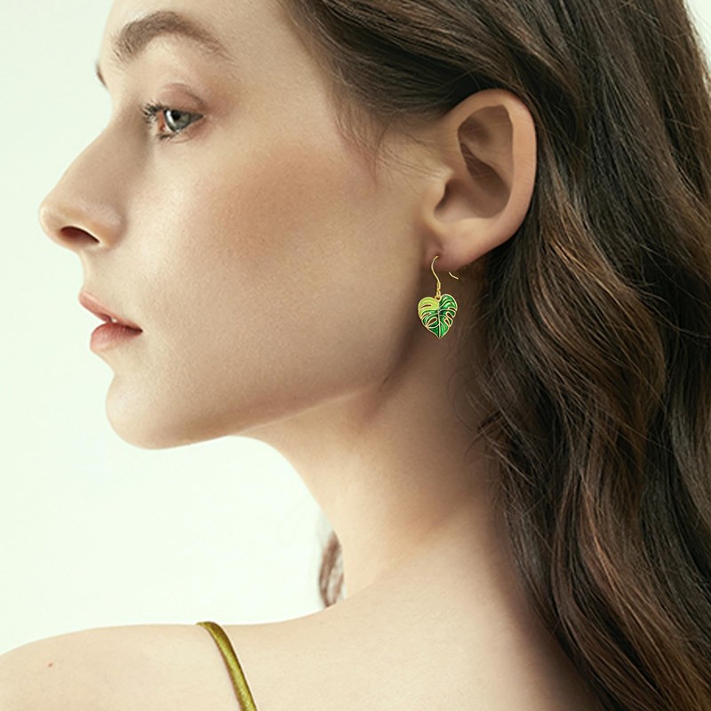 POPLYKE Bohemian Leaf Earrings for Women Sterling Silver Dangle Drop
