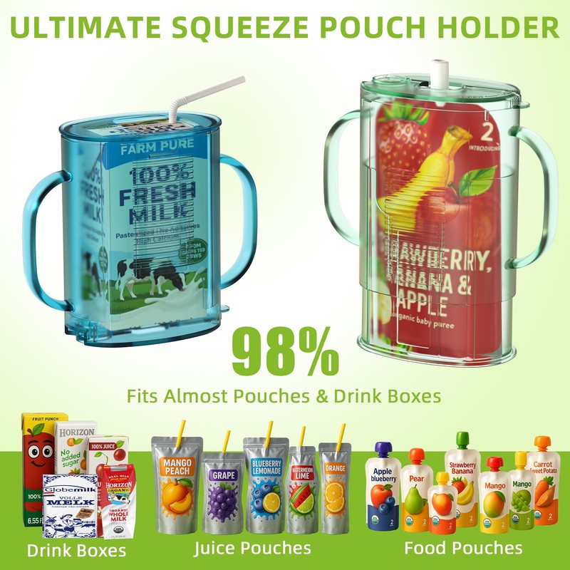 btrfe 2 Pack Pouch Holder No Squeeze for Food Pouches