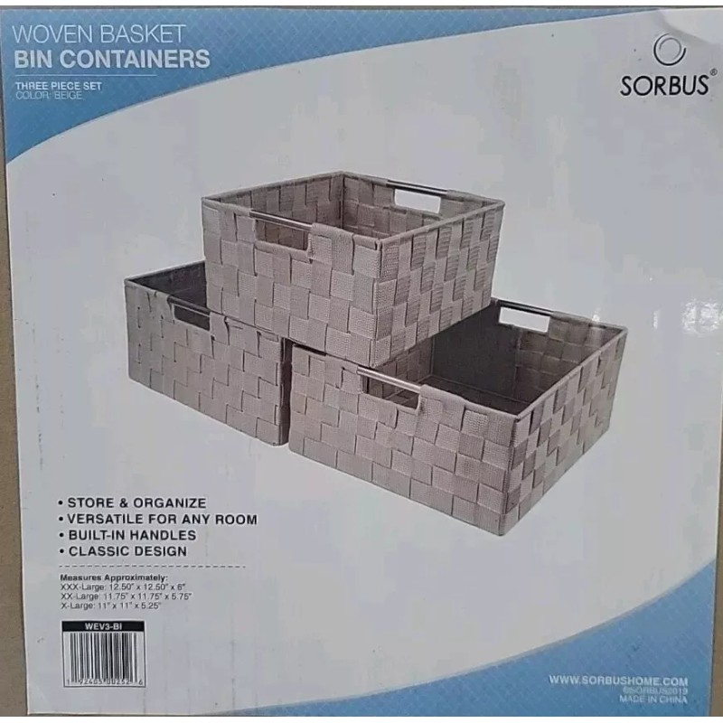 Sorbus Storage Box Woven Basket Bin Container Tote Cube Organizer