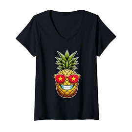 Womens Travel Must Have Vietnam Backpacking Souvenir Funny Pineapple V-Neck T-Shirt