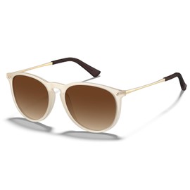 CARFIA Vintage Polarised Sunglasses for Men and Women, UV400 Protection, Ultralight Frame, Unisex matt, colour gradient brown, M