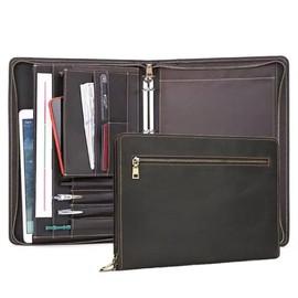 UPRESYE Zippered Padfolio Organizer, Leather Planner Binder, 12.9 Inch Portfolio Folder for Documents, Letter Size Business Card Tablet Document Holder for Men&Women