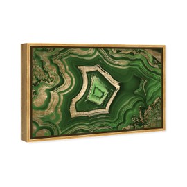 The Oliver Gal Artist Co. Abstract Framed Wall Art Canvas Prints 'Dreaming About Emerald' Crystals Home Décor, 15" x 10", Green, Gold