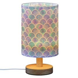 ALAZA Watercolor Rainbow Scales Of Mermaid Decor Bedside Table Lamp with USB Port for Bedroom Nightstand Office Desk LED Bulb Included