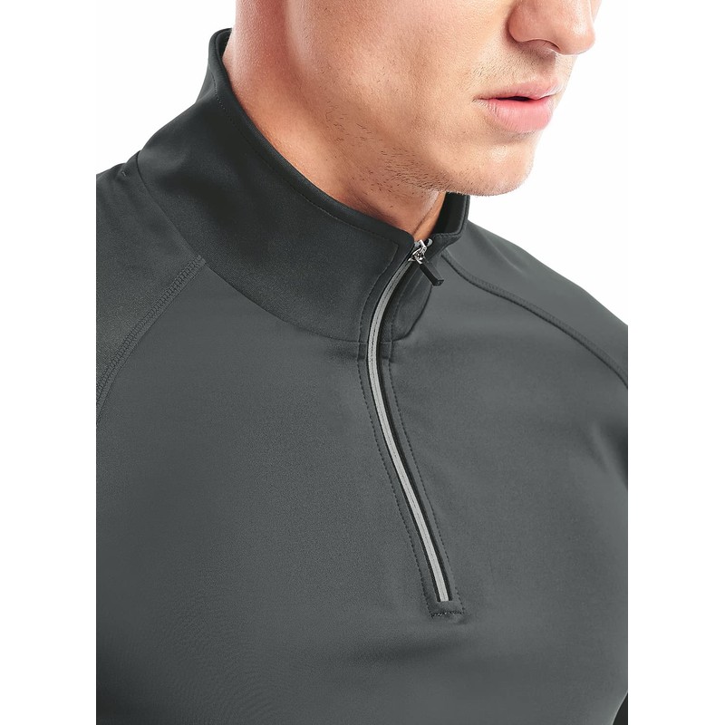 Mens 1/4 Zip Pullover Lightweight(Steel Grey,XL)
