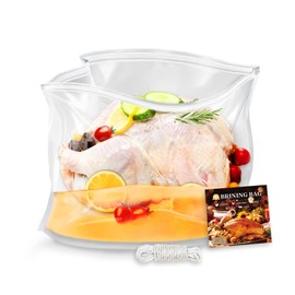 EIOFG - Paquete de 3 bolsas de salmuera, 26 x 22 pulgadas, doble cierre de cierre con 3 cuerdas de algodón, bolsas de pavo extra grandes para pavo, pollo, carne de res, pescado, cordero, cerdo