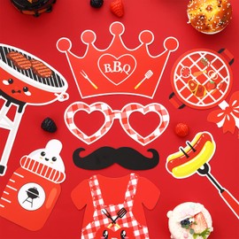 Kreatwow Bbq Baby Shower Decorations Photo Props Set 24pcs Red and White Baby q Baby Shower Photo Decor Summer Barbeque Baby Shower Party Picnic Party Yard Gender Reveal Bbq theme Party Decorations Outdoor