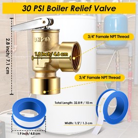 Gulfmew 30 PSI Pressure Relief Valve, 3/4" FNPT Female Inlet & Outlet