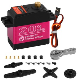 20KG RC Servo High Torque Servo Motors, Waterproof Full Metal Gear Steering Servo with 25T for 1/6 1/8 1/10 1/12 RC Car Robot DIY, Digital Servo with 25T Servo Horn, Control Angle 270°