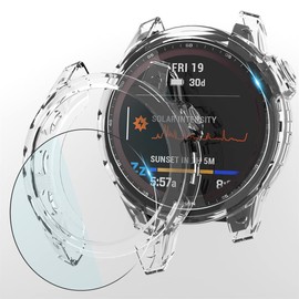 Suoman 4-Pack for Garmin Fenix 7X 51mm Case, [Scratch Resistant] 9H Tempered Glass Screen Protector+ All-Round Tup Protective Cover Bumper -Clear