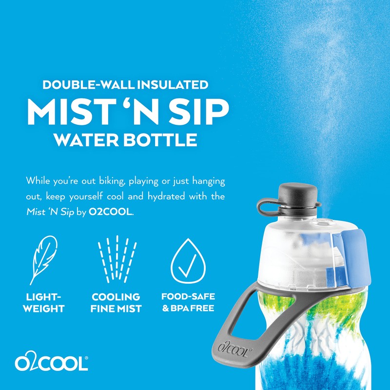 O2COOL Mist 'N Sip Misting Water Bottle 2-in-1 Mist And