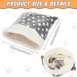 Clysee Cat Sleeping Bag Large Cat Bed Cave Self Warming Pad Sack Cozy Soft Winter Pet Mat 360 Degrees Wrap Pet Snuggle Sack Pouch for Indoor Dog Puppy Kitten, 24.4 x 21.7 Inch