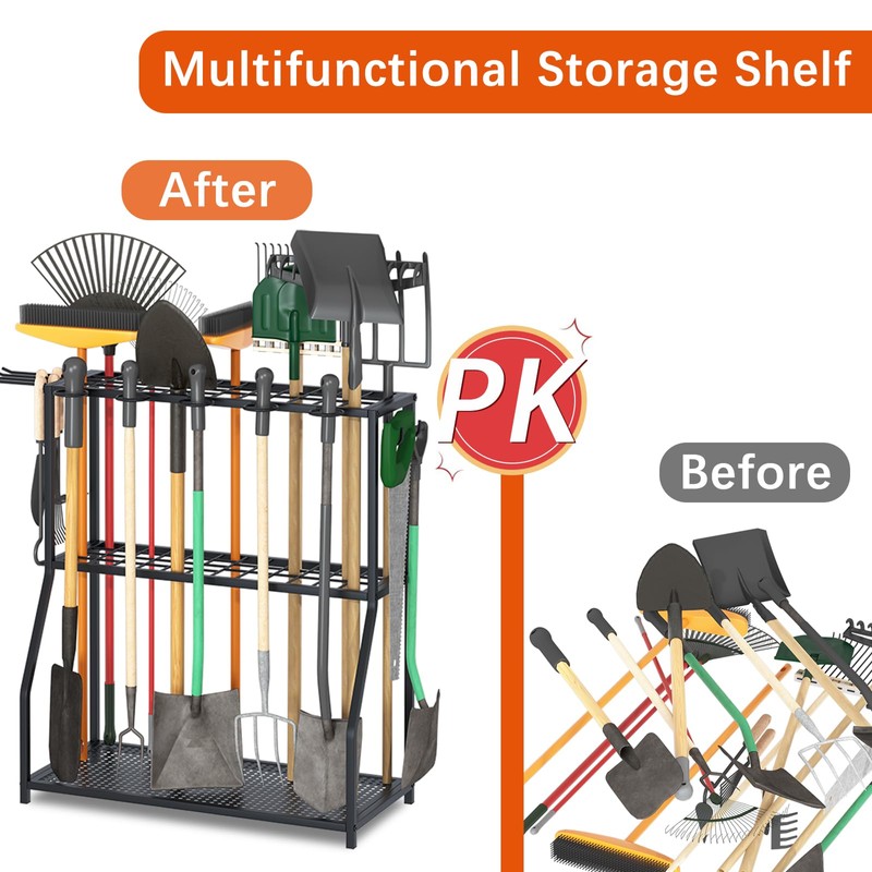 Azheruol Organizer Yard Tool Storage Rack,Garden Organizer,Steel Yard Tool Racks