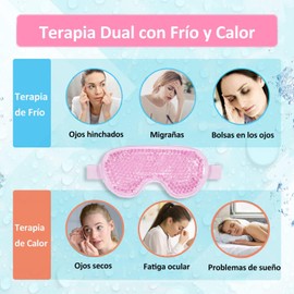 Antifaz de Gel para Ojos Frio Reutilizable, Antifaz de Hielo para Dormir Mascara para Ojos para Hinchados/Ojeras/Migraña/Alivio del Estrés, Compresas de Gel Frio Caliente con Respaldo de Felpa Suave