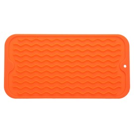MicoYang Silicone Dish Drying Mat for Multiple Usage,Easy clean,Eco-friendly,Heat-resistant Silicone Mat for Kitchen Counter or Sink,Refrigerator or Drawer Liner Orange S 12 inches x 6 inches
