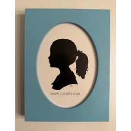 CUT ARTS Solid Wood Picture Frame 5x7 – Oval Window Display – Exclusive Silhouette Frame – American Design – Choose from 6 Colors – Natural, Ebony, Soft Blue, Soft Pink, Soft Green, Yellow (Blue)